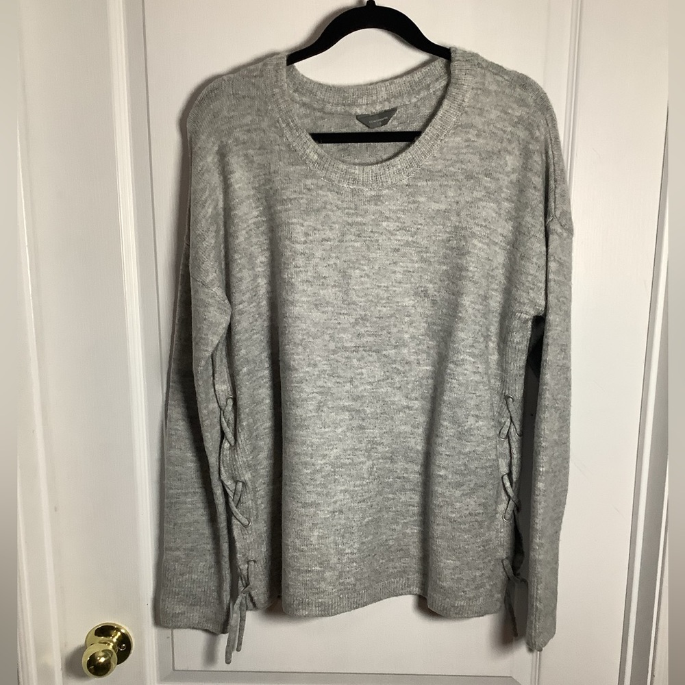 Denver Hayes soft sweater with side lace up detail